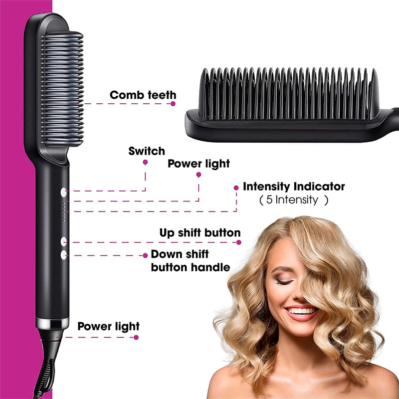 2-in-1 hair straightener comb