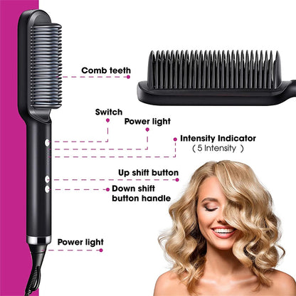 2-in-1 hair straightener comb
